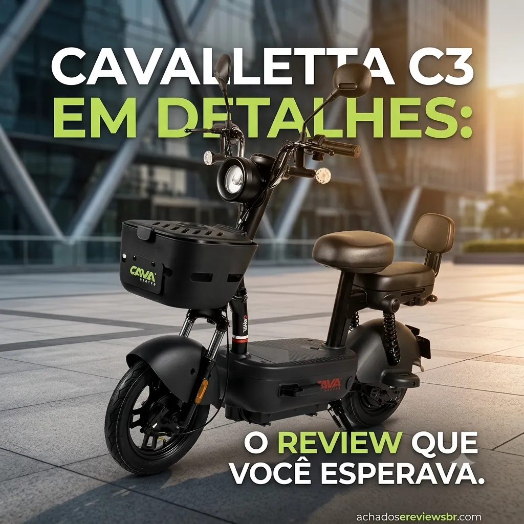 Bicicleta elétrica Cavalletta C3 na cor preta, vista de três quartos, fundo cinza